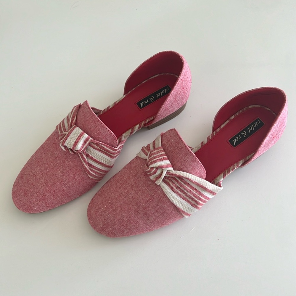 🍒 Violet & Red Sabrina d’Orsay Flats Sz9.5M
